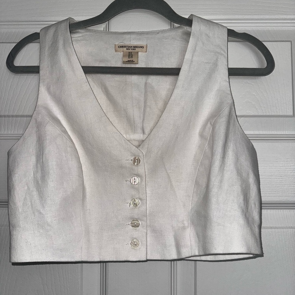 Christian Siriano Silver Buttoned Tank Top
